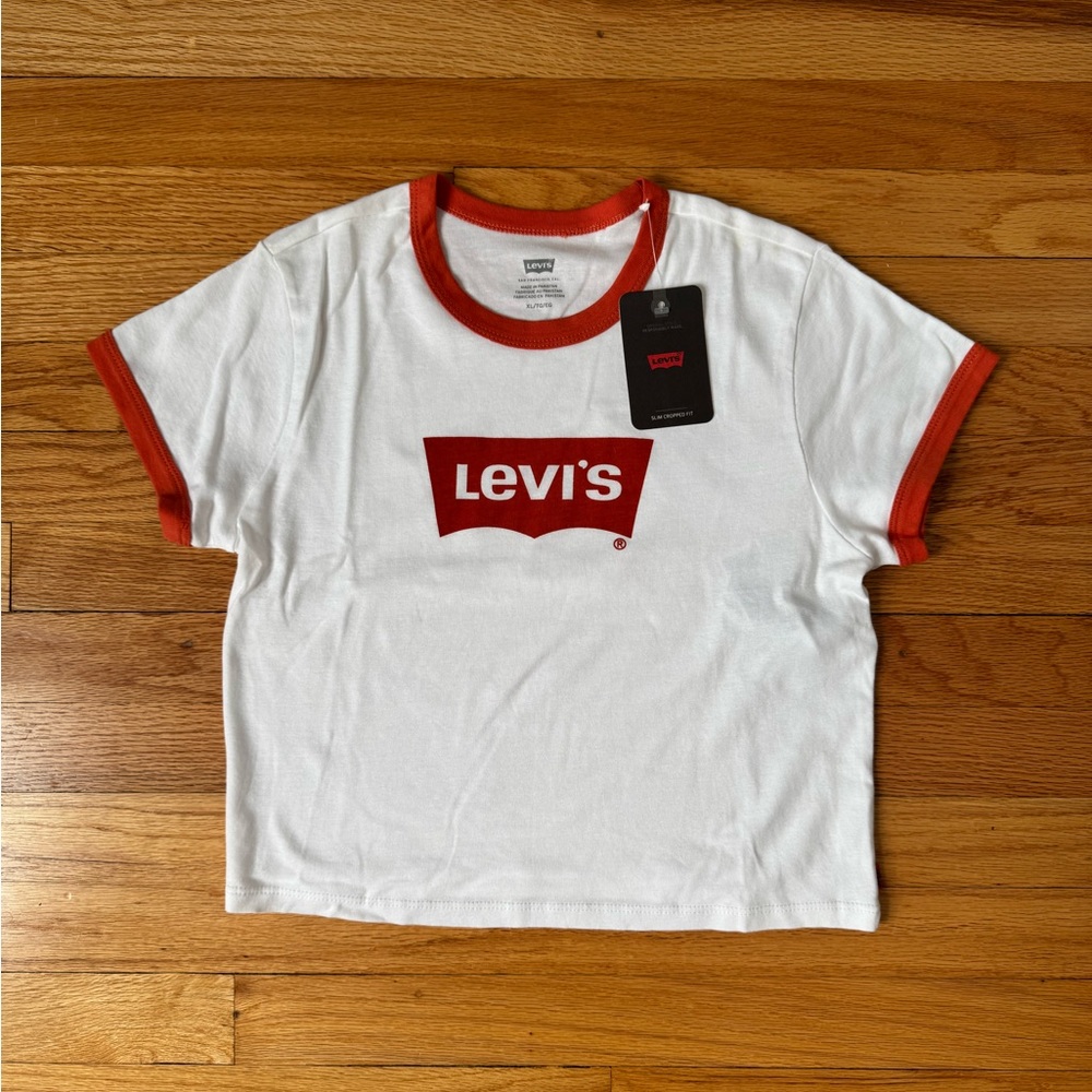 Levi's Kids White Tee with Orange Trim